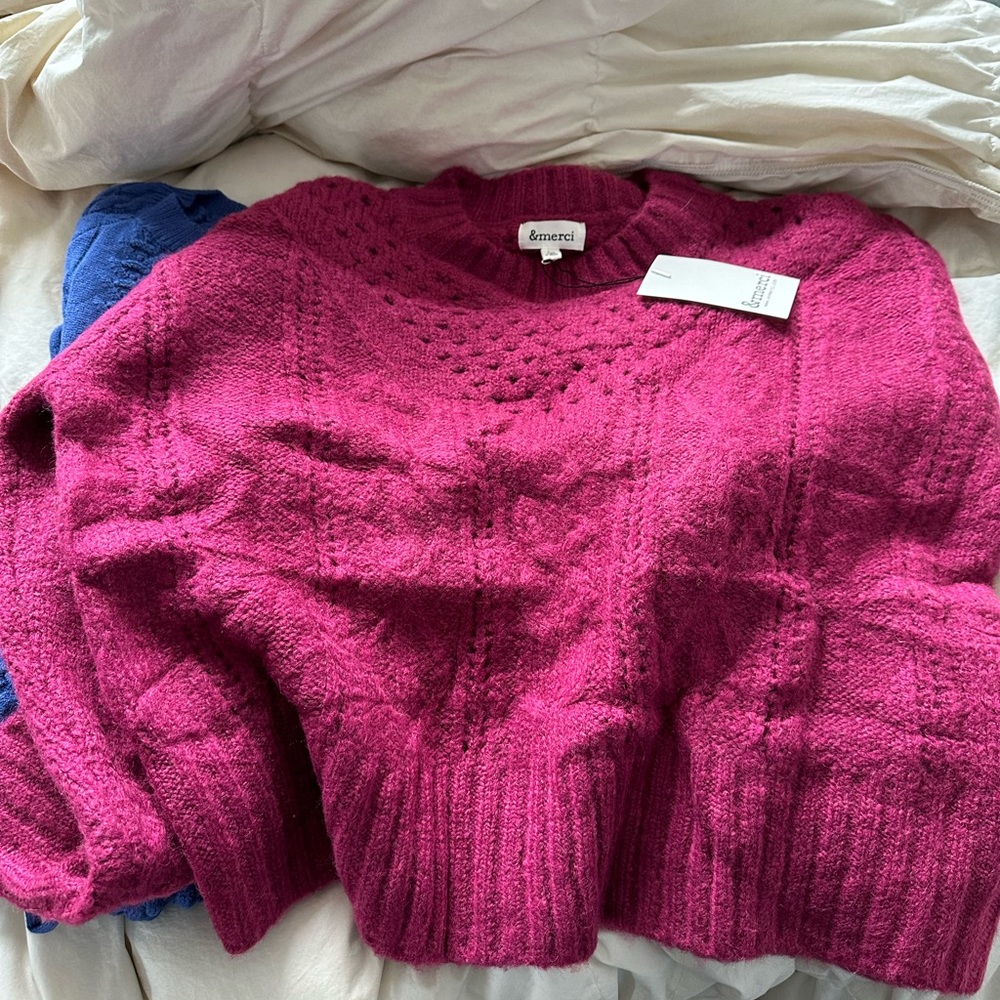 Piper and Scoot Berry Textured Sweater Medium